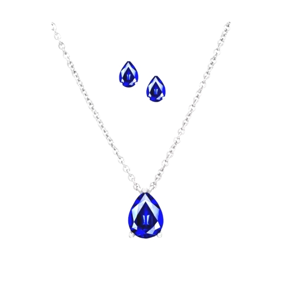 Macy's Jewelry - 2-Pc. Blue Spinel Pear Pendant Necklace & Matching Stud Earrings 1-3/8 ct. S.S